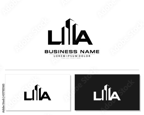 L A LA Initial building logo concept