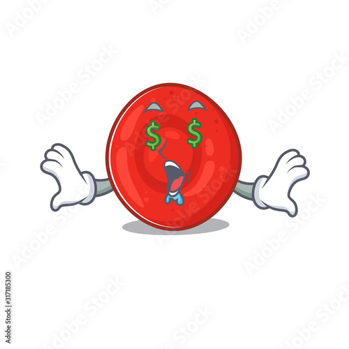 Happy rich erythrocyte cell with Money eye cartoon character style