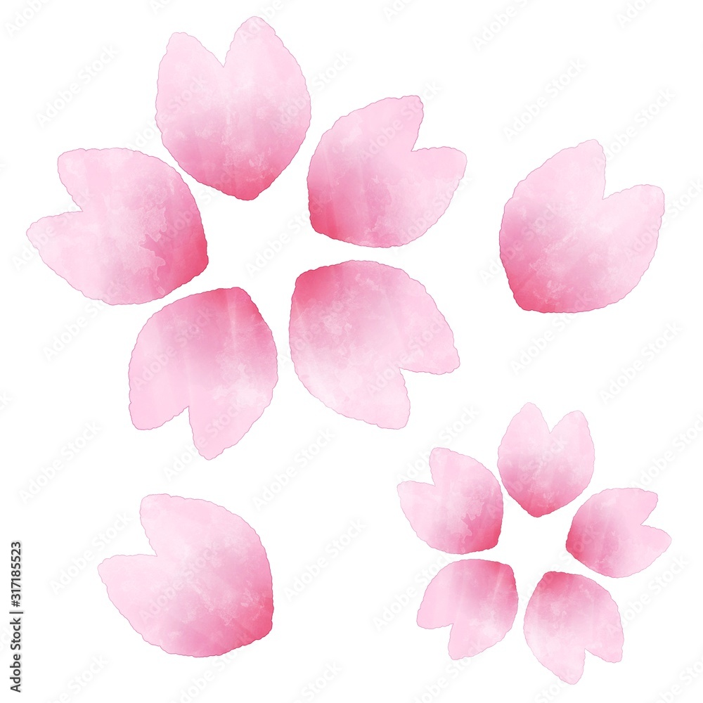 桜の花 花びら 水彩風イラスト素材 桜の花 花びら 水彩風イラスト素材