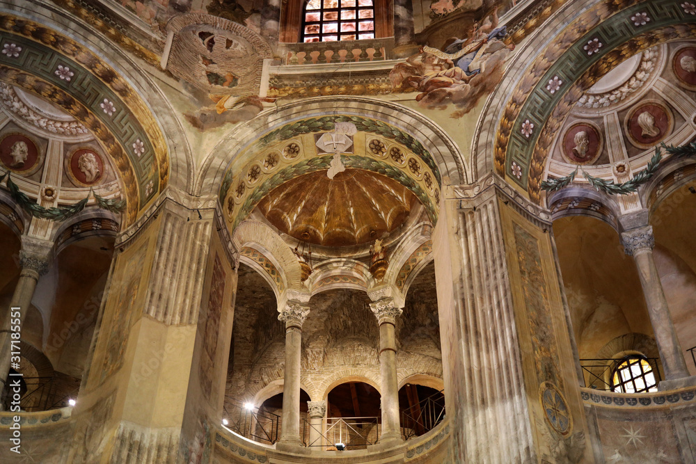  Interior of Basilica of San Vitale, which has important examples of early Christian Byzantine art and architecture.