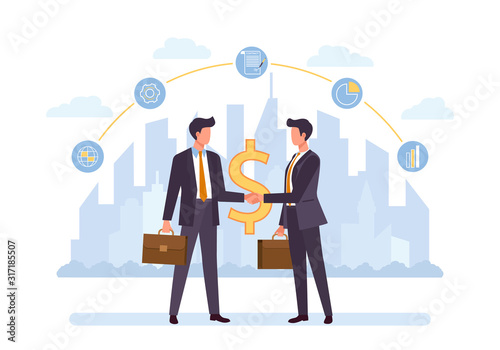 Business partnership, cooperation colorful flat vector illustration