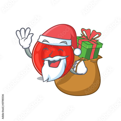 Santa erythrocyte cell Cartoon character design having box of gift