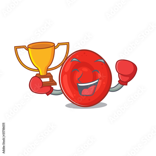 fantastic Boxing winner of erythrocyte cell in mascot cartoon style