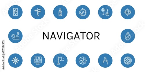 navigator icon set