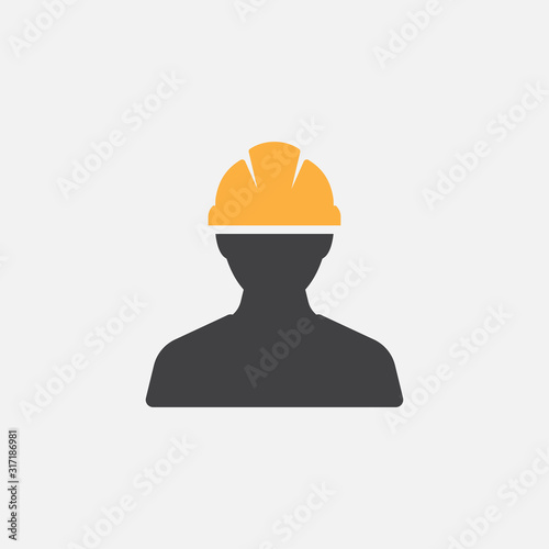 Construction Worker Icon vector Person Profile Avatar With Hard helmet and Jacket, builder man in a helmet, icon, vector illustration