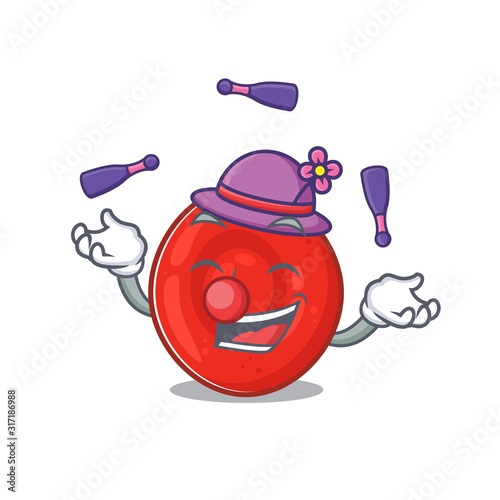 Smart erythrocyte cell cartoon character design playing Juggling