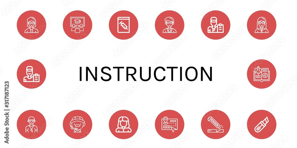 instruction simple icons set