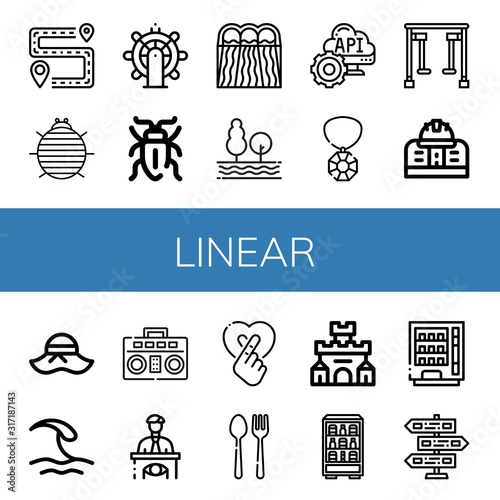 linear simple icons set