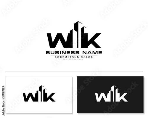 W K WK Initial building logo concept