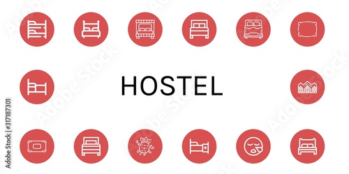 hostel simple icons set