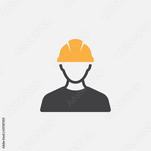 Construction Worker Icon vector Person Profile Avatar With Hard helmet and Jacket, builder man in a helmet, icon, vector illustration