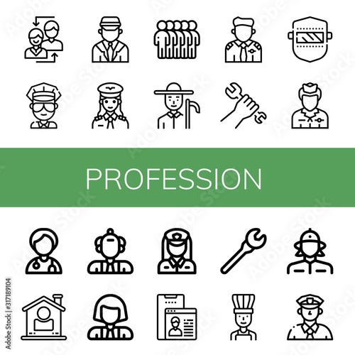 profession simple icons set