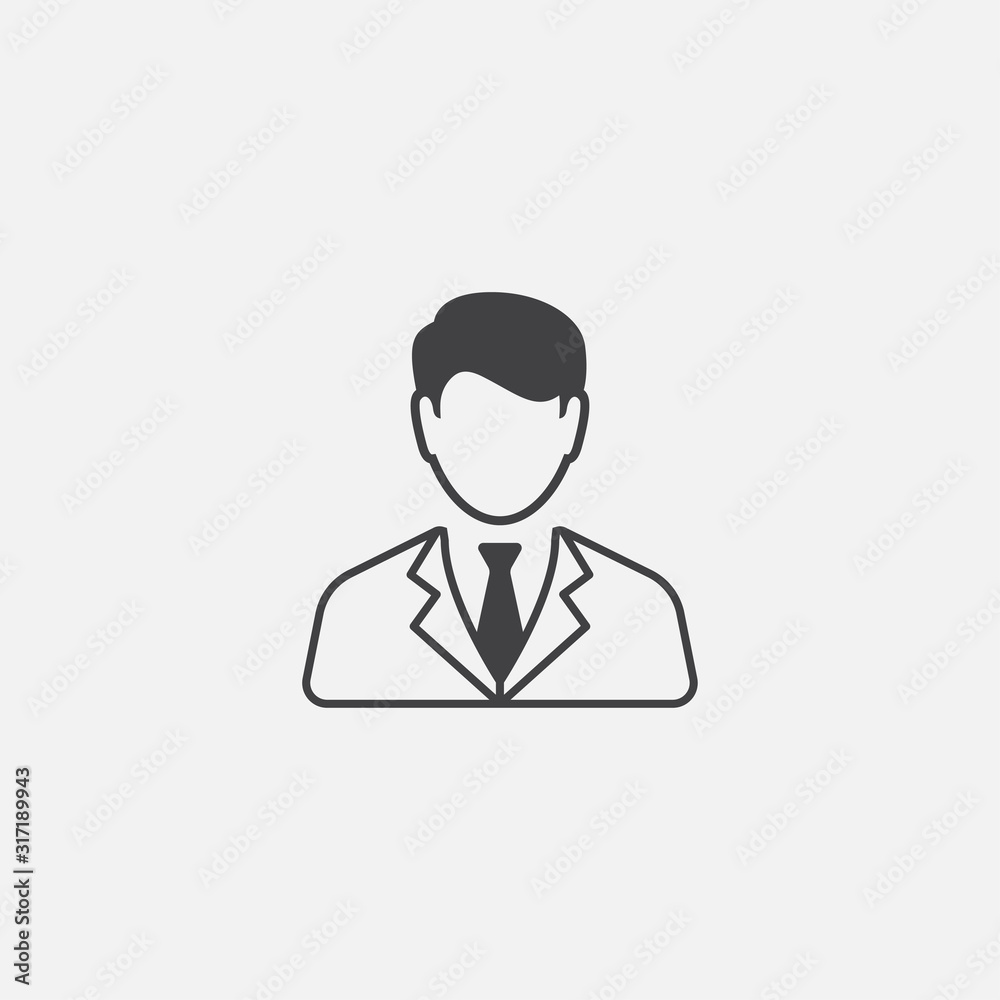 Business Man flat Icon design, human resource and businessman icon concept, man icon in trendy flat style, Symbol for your web site design, logo, app