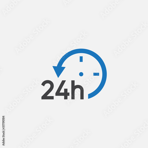 24 hours online vector icon, 24h support icon, Non stop working shop or service symbol, 24h Flat icon vector illustration