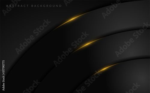 Abstract dark black geometry background combine with golden line