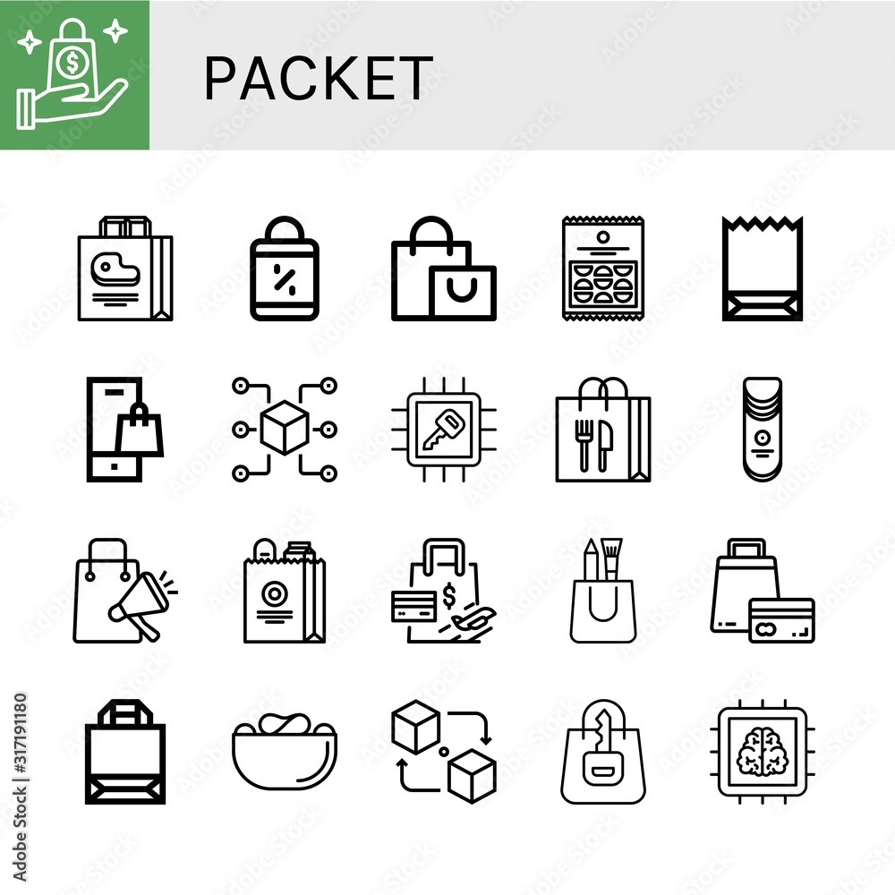 packet simple icons set packet simple icons set