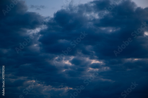 Texture. Evening blue sky. Dusk