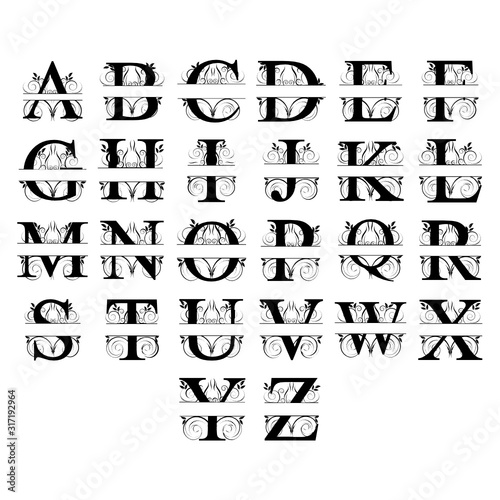 Split Monogram Letters A-Z