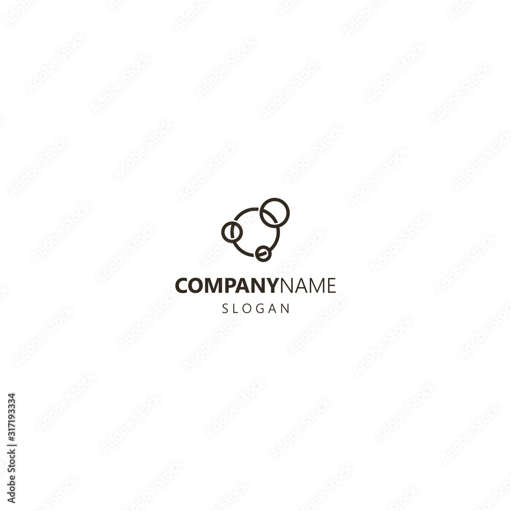 black and white simple line art vector iconic logo of three round orbits of different sizes black and white simple line art vector iconic logo of three round orbits of different sizes