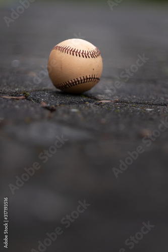 baseball on the ground a terrace