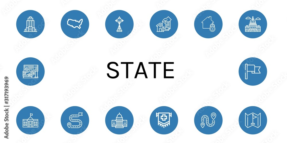 state simple icons set
