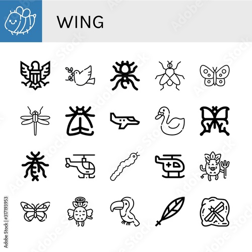 wing simple icons set