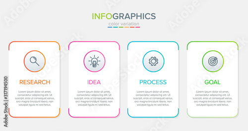 Infographic design with icons and 4 options or steps. Thin line vector. Infographics business concept. Can be used for info graphics, flow charts, presentations, web sites, banners, printed materials.