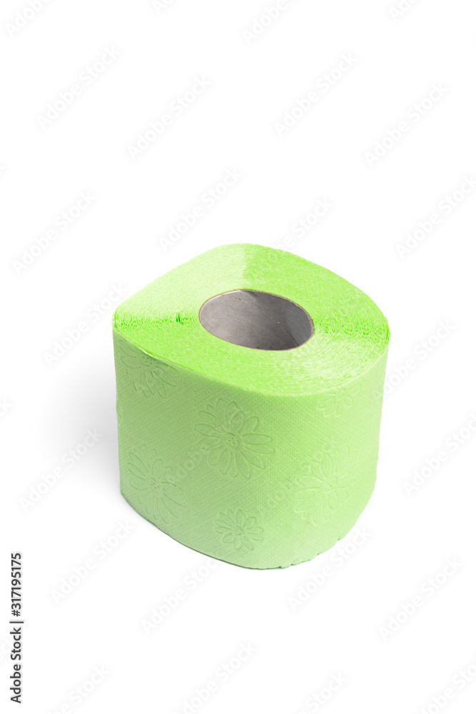 Green toilet paper. Shot on white background. - Image Green toilet paper. Shot on white background. - Image