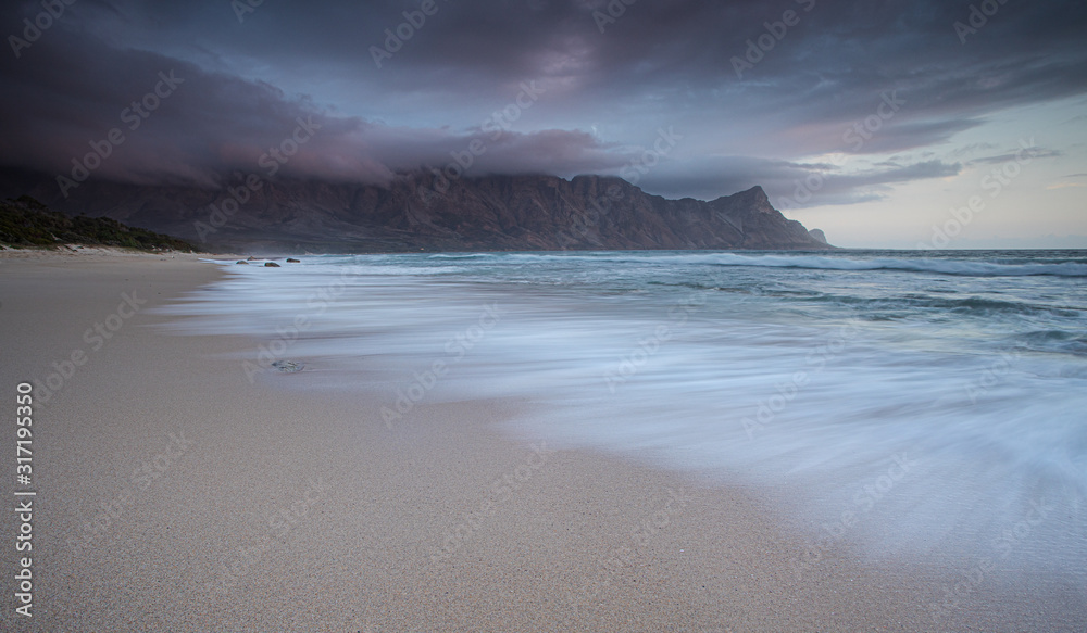 Wide angle landscape image of the stunning beach at Kogelbay in the Western Cape of South Africa