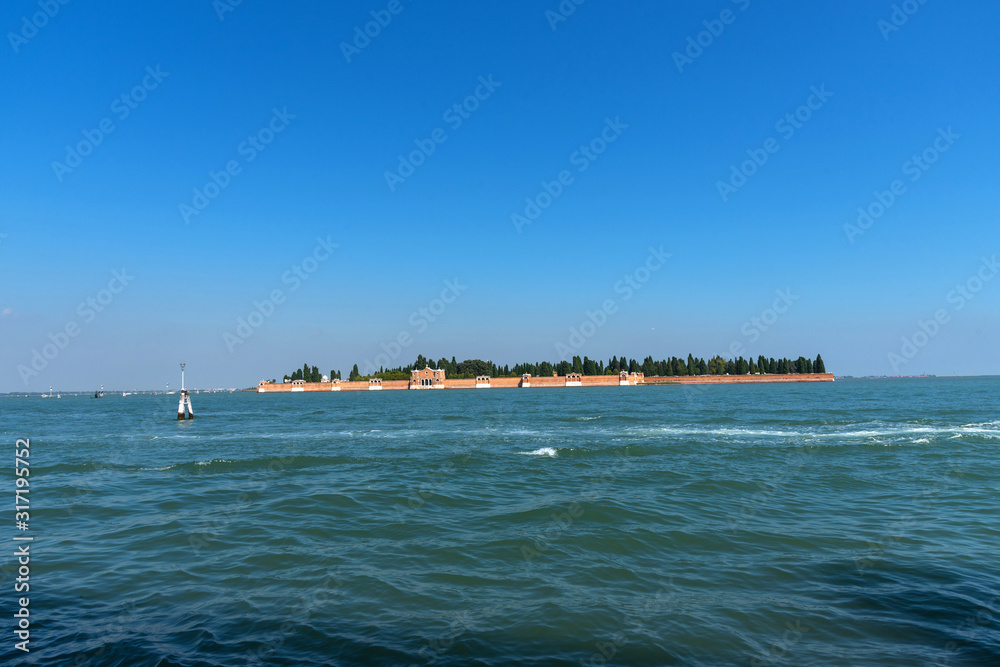 Panoramic view of Isola di San Michele in Venice, Italy.