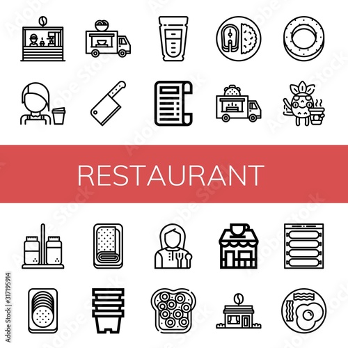 restaurant simple icons set