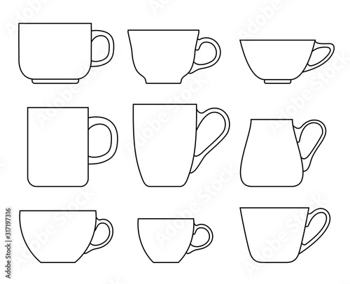 Set of cups icons on a white background