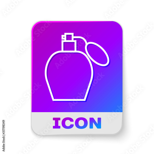 White line Perfume icon isolated on white background. Rectangle color button. Vector Illustration