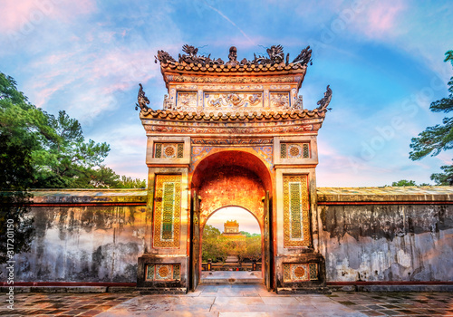 Historic Tu Duc Tomb in the city of  Hue in Vietnam photo
