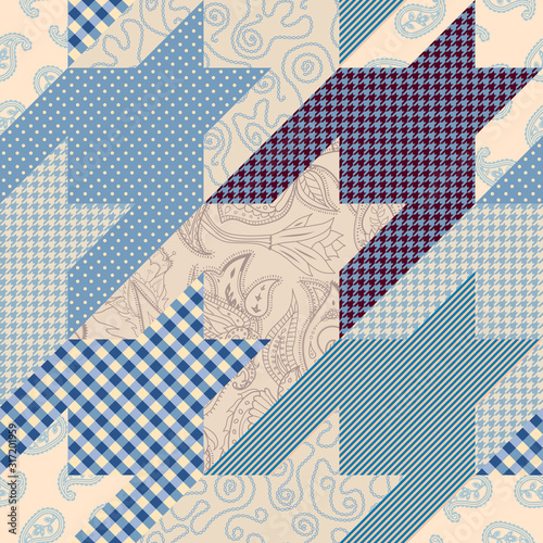Seamless background pattern. Beige patchwork pattern. Vector image