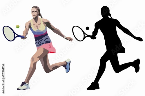 isolated illustration of a tennis player, vector drawing