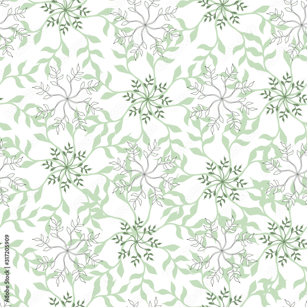 Light green pattern on a white background. Seamless vector illustration for fabric.