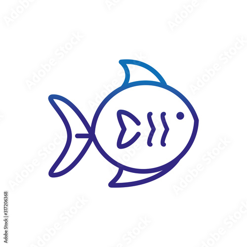 fish marine life thick line blue