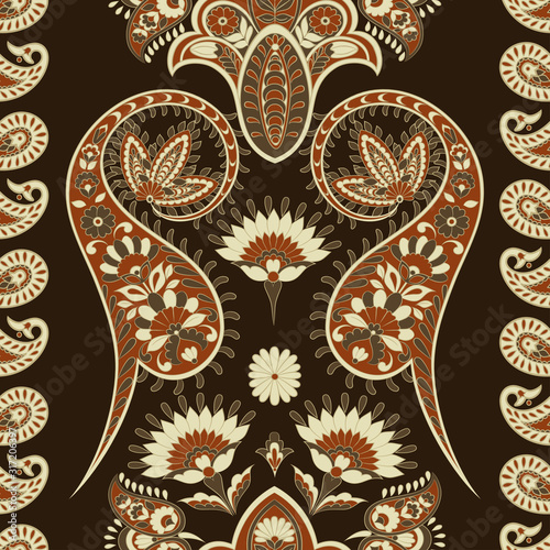 Paisley Ornate damask background. Vector vintage pattern