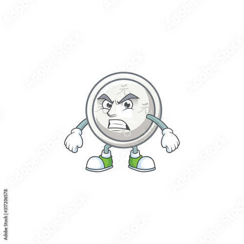 cartoon character of chinese silver coin with angry face