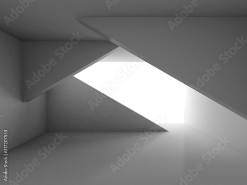 Fototapeta Naklejka Na Ścianę i Meble -  Empty white abstract interior with geometric installation 3 d