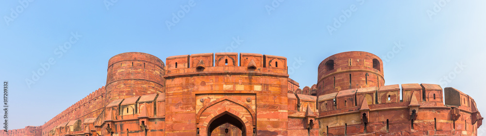 Panoramic of Agra fort at Uttar Pradesh, India.
