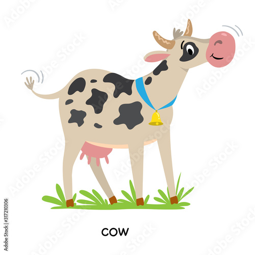 Funny cow or calf vector illustration Farm animals