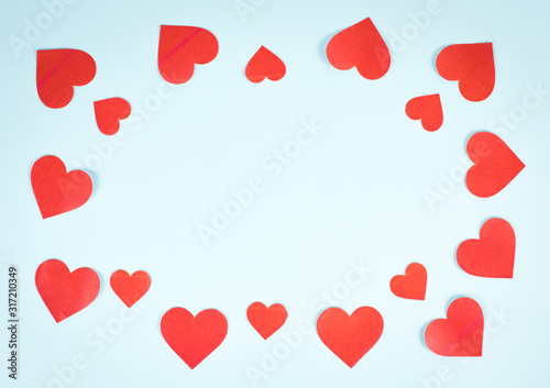 Red heart on a blue background.