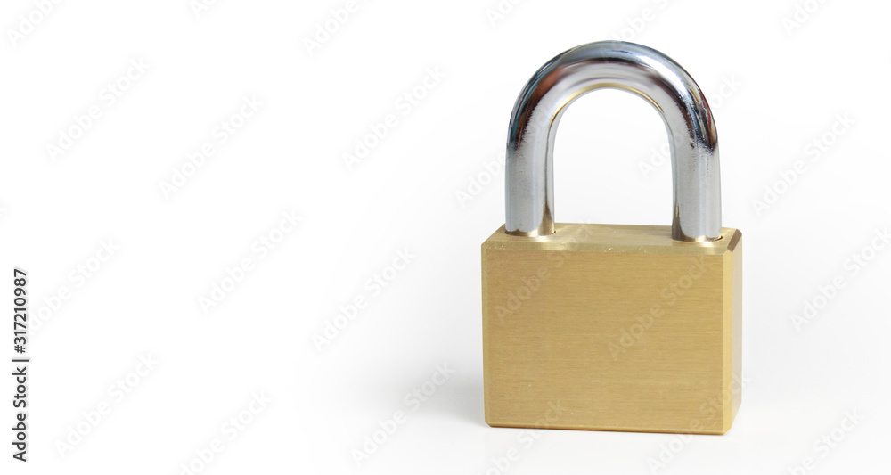 Lock on white background protection concept security Lock on white background protection concept security
