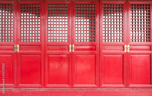 Chinese old red door photo