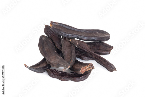 Carob Pods (Ceratonia Siliqua) Isolated On White Background