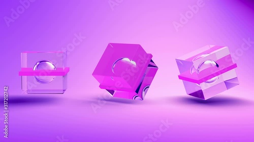 Abstract 3d rendering with cubes, animated background with moving geometric shapes.  Seamless 4k video.