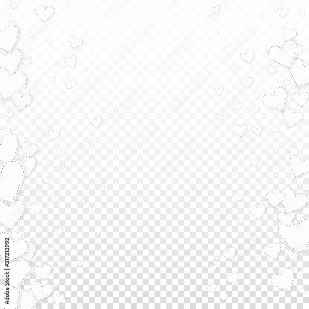 White heart love confettis. Valentine's day border