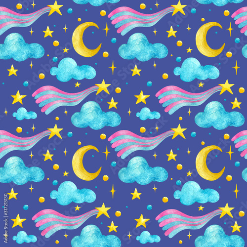 For Valentine day watercolor seamless pattern